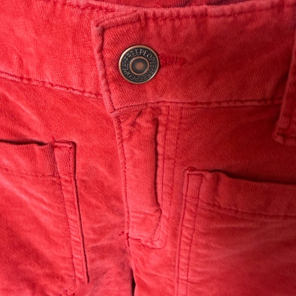 Free People Velvet Kick Flare Pants Red Dahlia High Rise NWT Size 2 - Picture 5 of 9